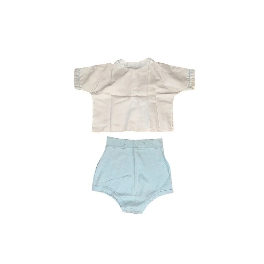 Vintage Swiss Baby Outfit 18M Matisa‎ Handmade Heirloom Shirt Bloomers Set